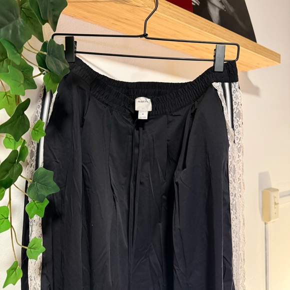 Anthropologie Maeve Black Lace Side Stripe Midi Skirt - Picture 4 of 6